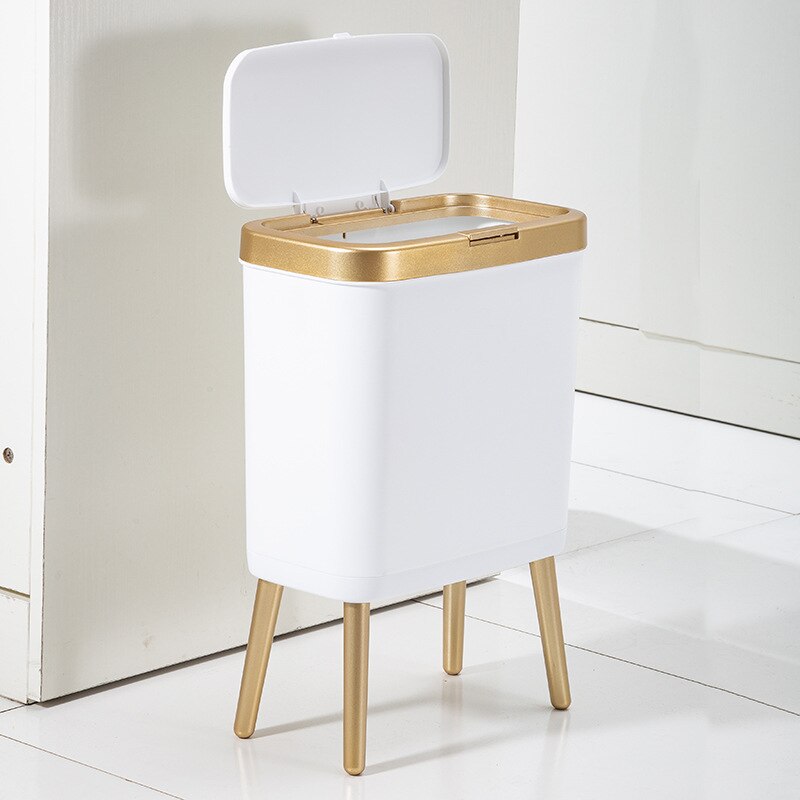 Luxury Large Capacity Trash Can Gold Luxury Trash Can High push Plastic Kitchen Trash Can with Lid Bathroom Trash Can. 