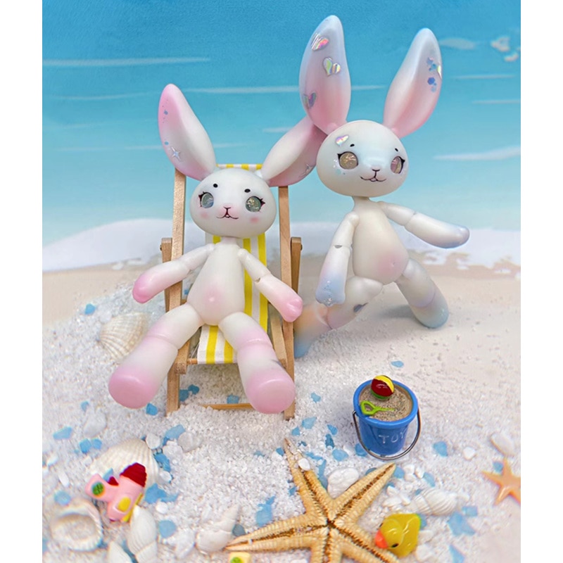 New 14.5cm Height 3D Printed Resin Rabbit Doll Pet Multi Joint Movable 1/12 Bjd Girl Dress Up Toy. 