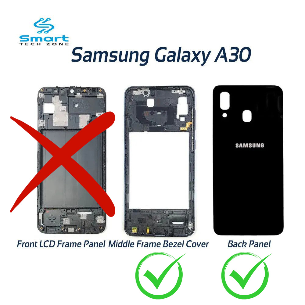 Samsung Galaxy A30 Middle Bezel Housing Frame and Back Panel Without Front LCD Frame Panel