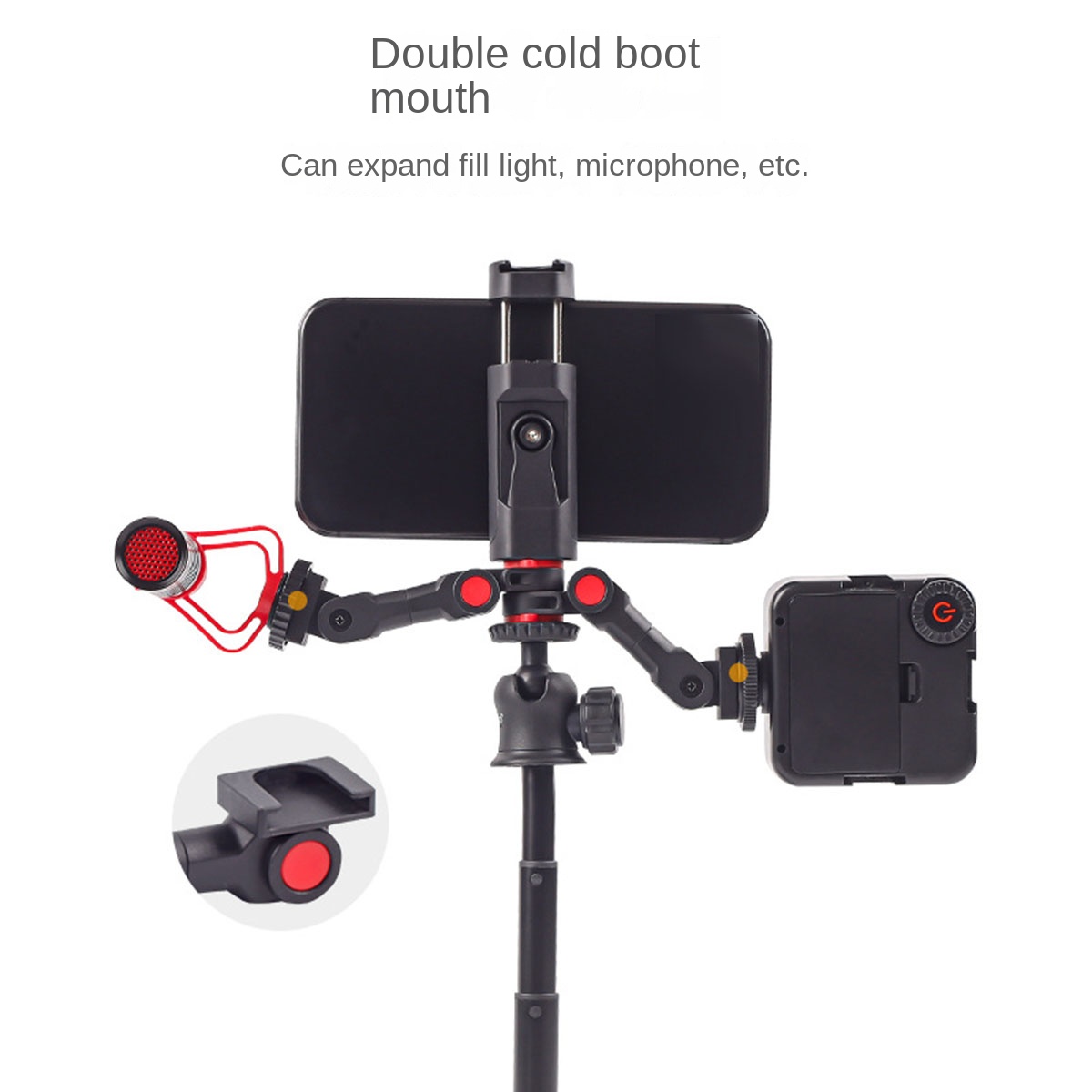 1 Piece Rotatable Multifunctional for Cold Shoe Mount Adapter with Phone Clip. 