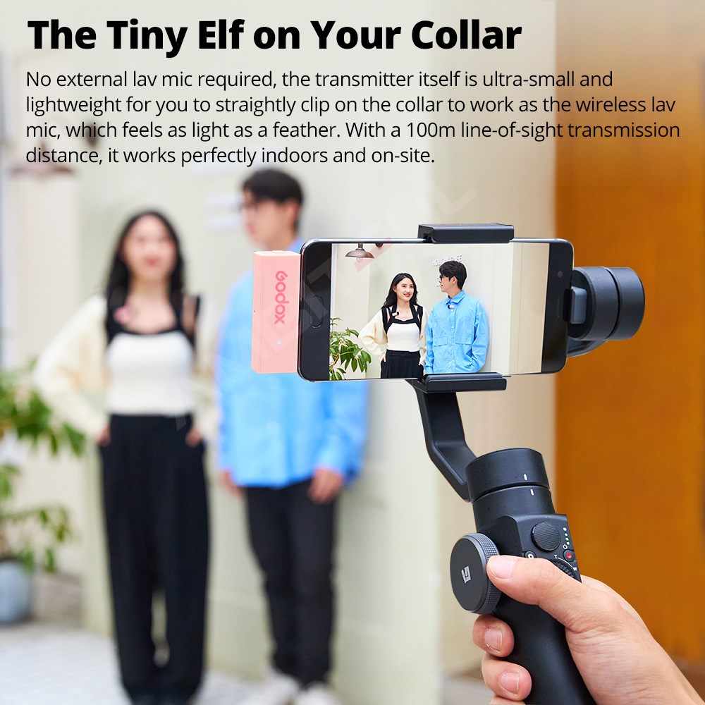 Godox MoveLink Mini LT UC Wireless Microphone 2.4GHz Transmitter Receiver Lavalier Mic for iPhone Type-C Smartphone DSLR Camera. 