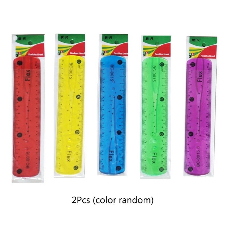 2Pcs Color Flexible Rulers Soft Bendable Plastic Rulers Duals Scale Bendable Flexible Rubber Rulers Clear Straight Ruler. 
