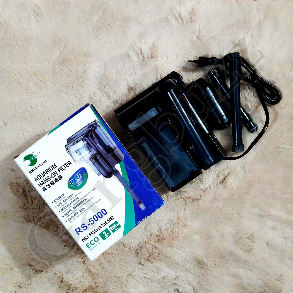 Aquarium Hang-On-Back/Hob Filter – RS-5000 - High-Quality Waterfall Style Bio Filter for Both Mechanical and Biological Filtration For Freshwater & Marine Water Tank.