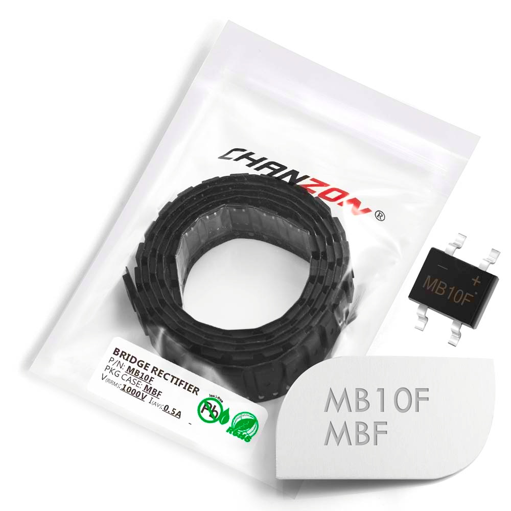 【happy one】100 Pcs MB10F SMD Bridge Rectifier Diode 0.5A 1000V MBF (SOP-4) Single Phase 0.5 Amp 1000 Volt MB10 F Silicon Diodes. 