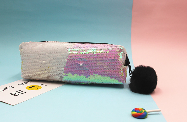 Cute Fashionable Flash Double-Sided Sequins Pencil Bag For Girls
