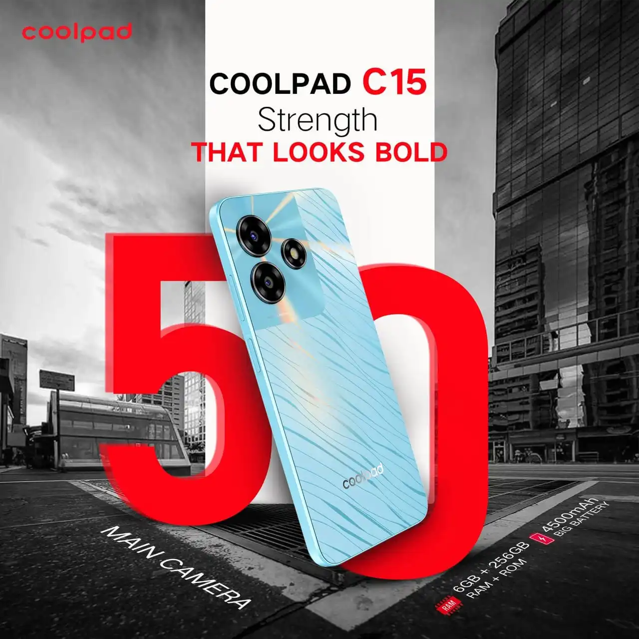 Coolpad Cool C15 Smartphone – 6.56” HD+ 90Hz Display, 12GB RAM (6+6), 256GB ROM, Helio G36, 50MP Dual Camera, 5000mAh Battery