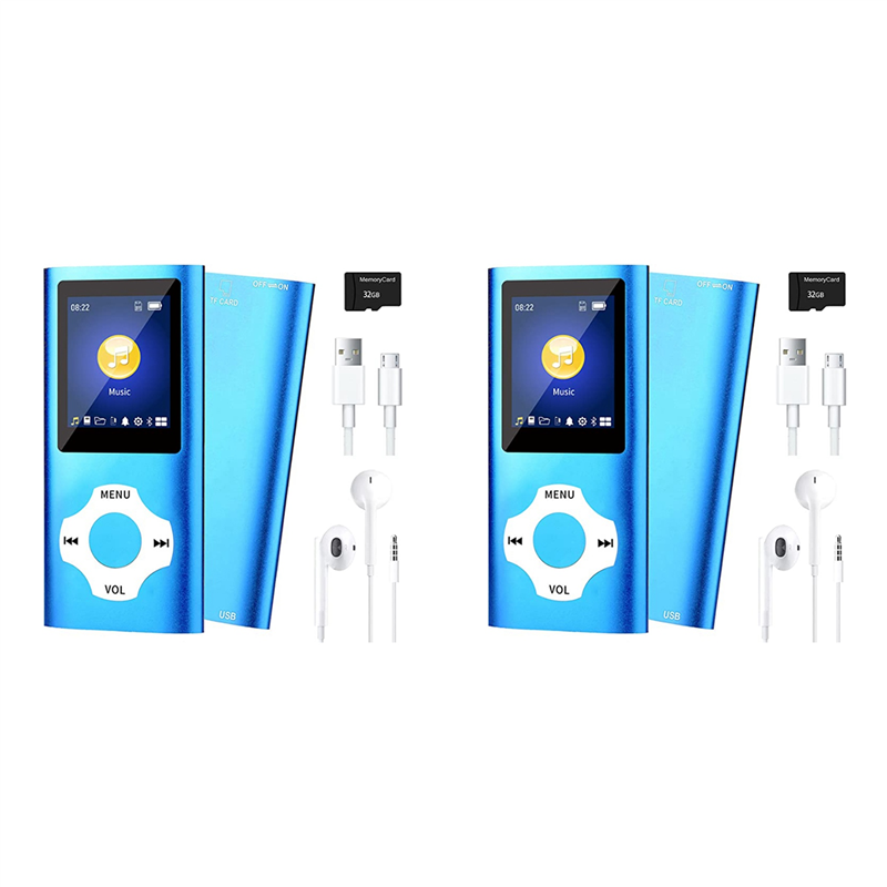 2X MP3 Music Player with Bluetooth 5.0,Portable HiFi Music Player /Video/Photo Viewer/E-Book Player for Kids(Blue)