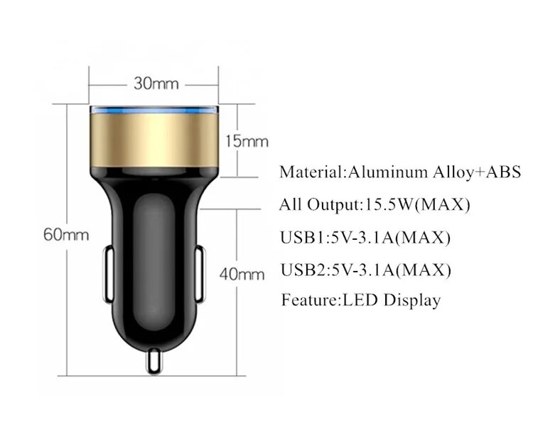 For Samsung Galaxy A12 A32 A52 A72 5G A21S A71 A51 A31 A41 Car USB Charger 3.1A Fast Charging Dual USB Charger Type-c USB Cable. 