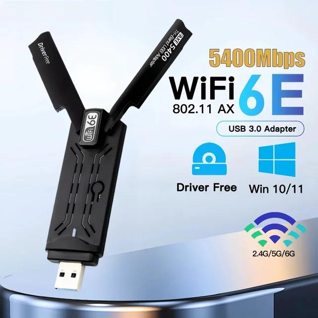 WiFi 7 USB 3.0 Adapter BE6500 Network Card Tri Band 6G/5G/2.4G USB Dongle Wireless Wireless Receiver Free Driver Win 10 11. 