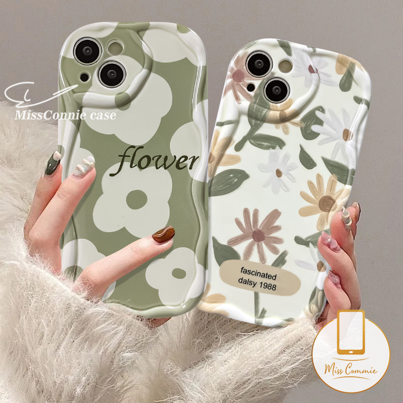 MissConnie 3D Wavy Curved Edge Glossy Rose Floral Phone Case Compatible for IPhone 11 14 13 12 Pro Max X XR 7 6 6s 8 Plus XS Max 7Plus SE 2020 Soft Tpu Fresh Flowers Cover
