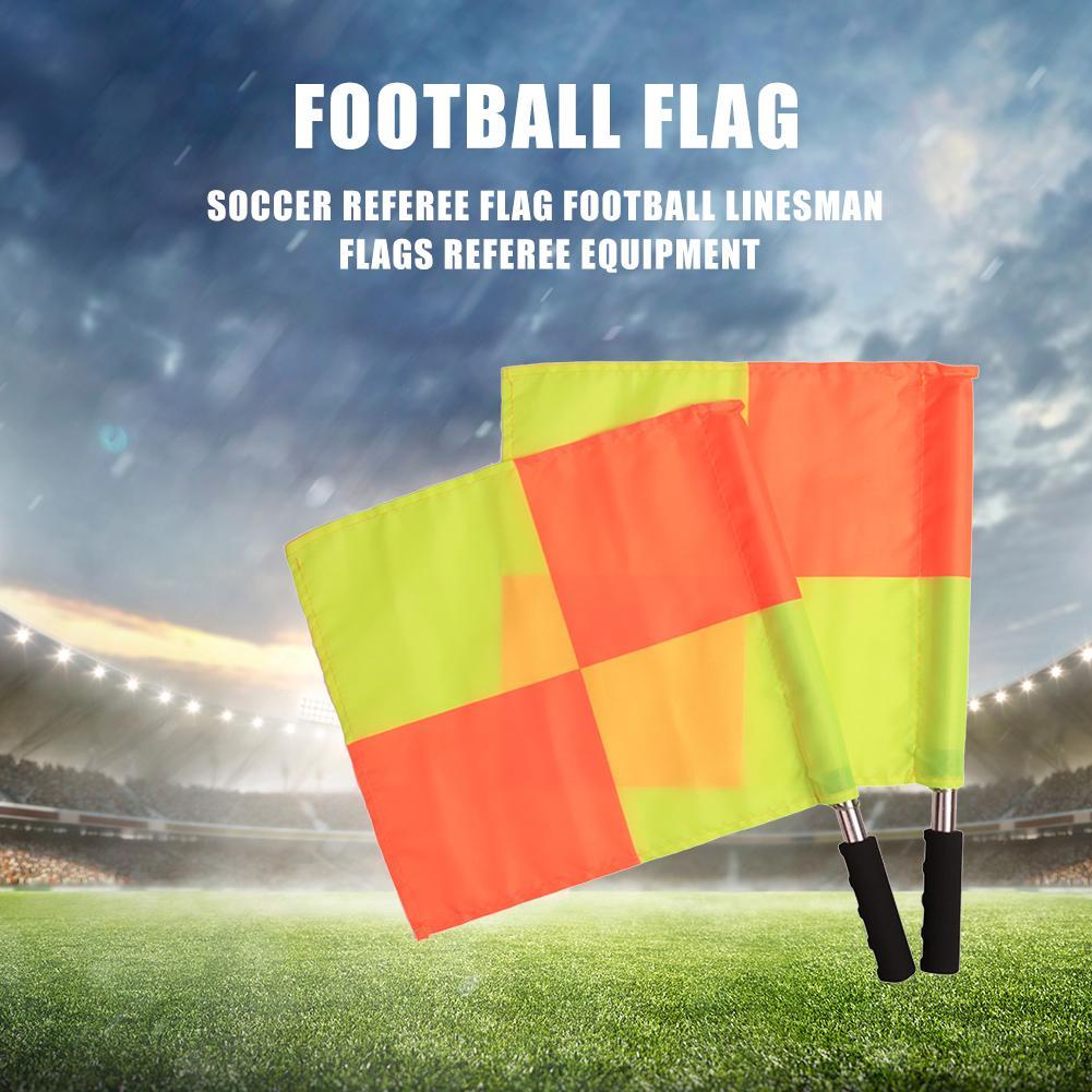 2pcs Soccer Referee Flags Football Linesman Side Line Judge Flags Equipment. 