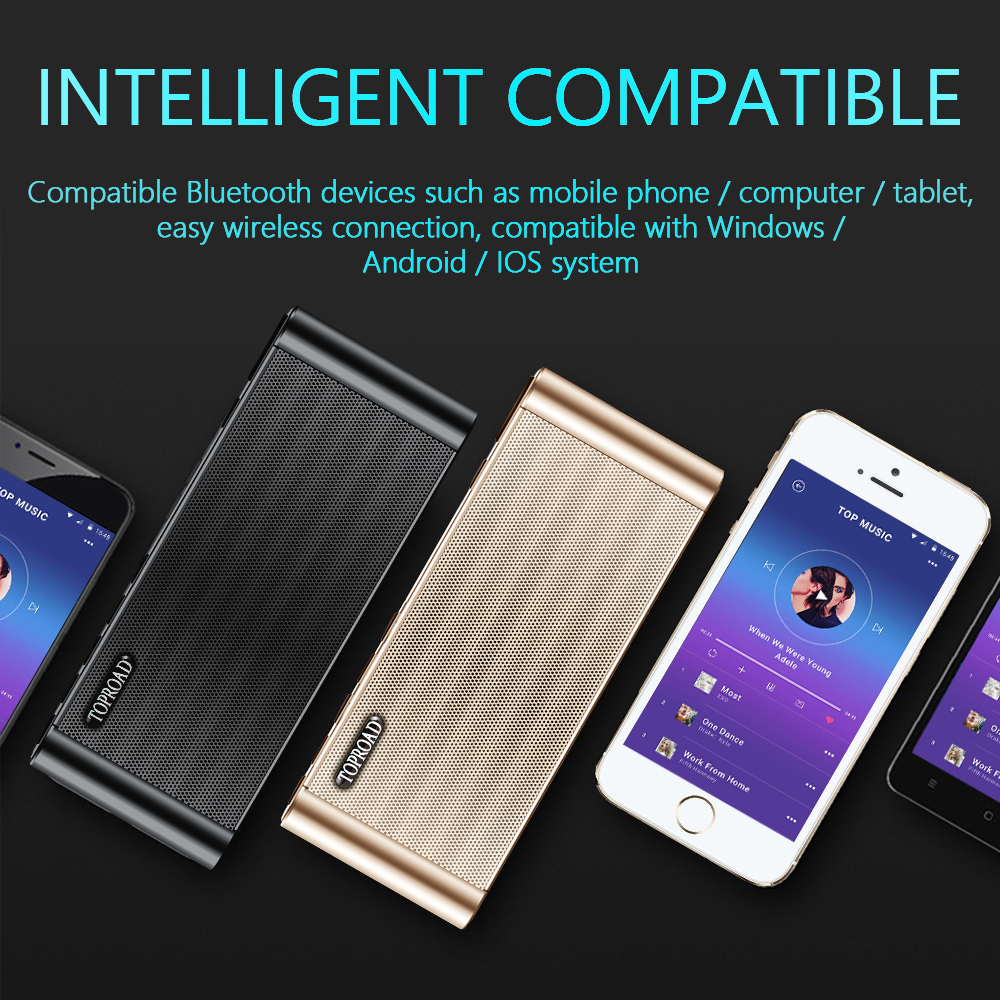 TOPROAD Wireless Bluetooth Speakers Portable Enceinte Speaker Handsfree MP3 With Mic TF FM HIFI Subwoofer Deep Bass Loudspeakers. 