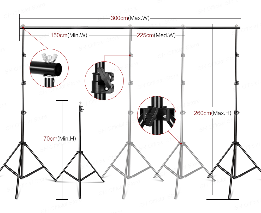 Photography Photo Studio Softbox Lighting Kit With 2.6x3M Background Frame 3pcs Backdrops Tripod Stand Reflector Board 4Umbrella. 