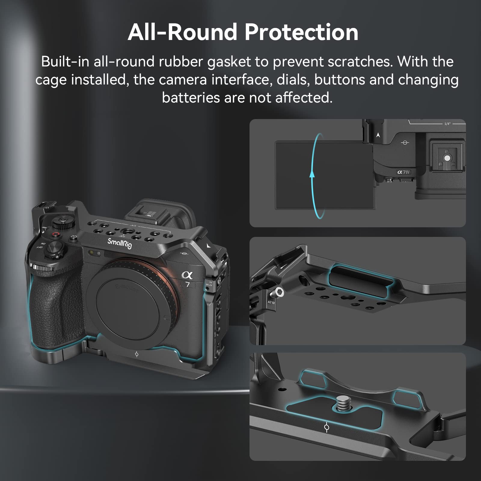 SmallRig A7m4 A7 IV Full DSLR Camera Cage for Sony Alpha a7iv A7 IV / Alpha 7S III Advanced Cage Kit L-Bracket Baseplate -3667B. 