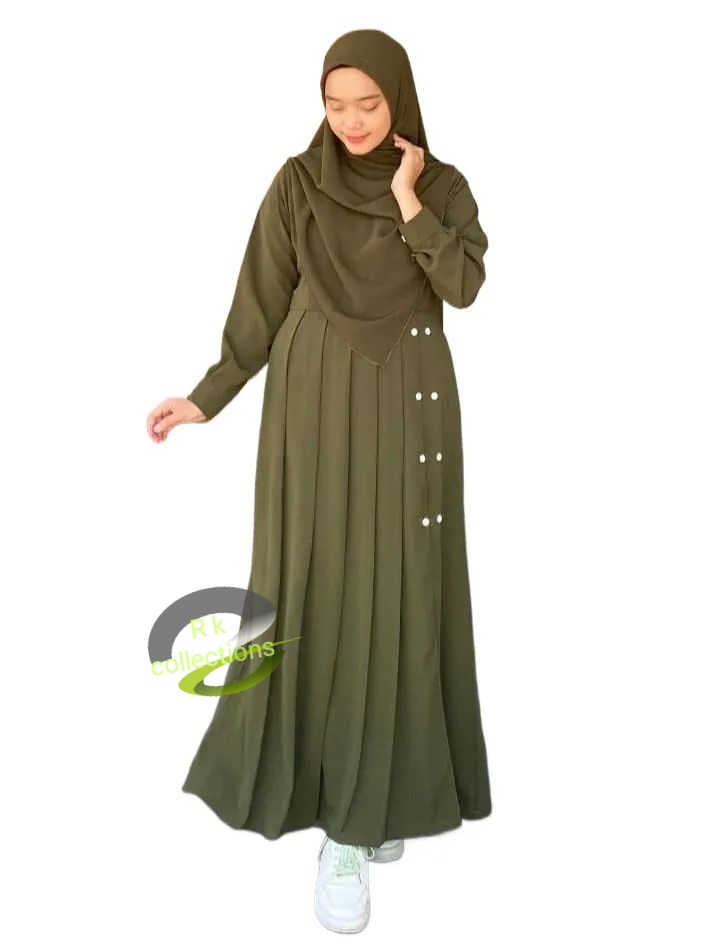 Dubai cherry fabric side  button pelate abaya borka without hijab. 
