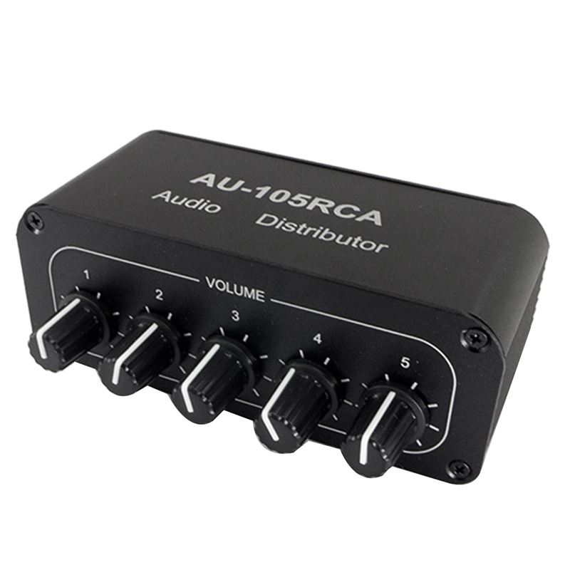 5CH Audio Distributor Stereo Audio Mixer 1 Input 5 Output RCA Splitter for Power Amplifier Active Audio Durable Easy to Use. 