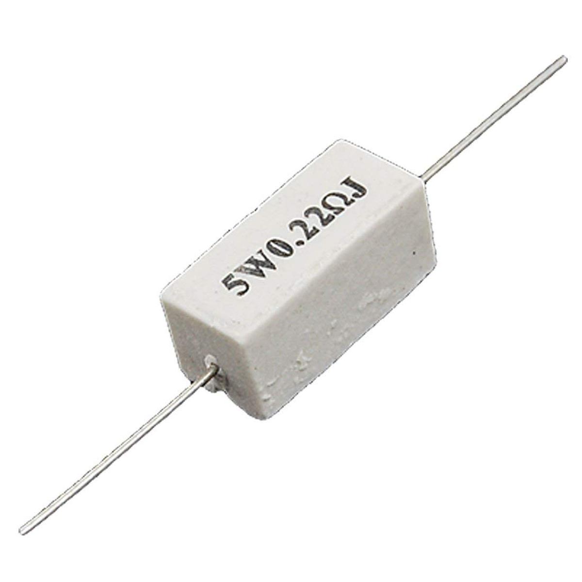 5Pcs- 5Watt 0.22 Ohm WIREWOUND 5W 0.22 Ohm Ceramic Cement Power Wirewound Resistor 0.22 Ohm 5Watt Wire Wound 2Pin Leads Fixed Cement Resistor 5% Tolerance