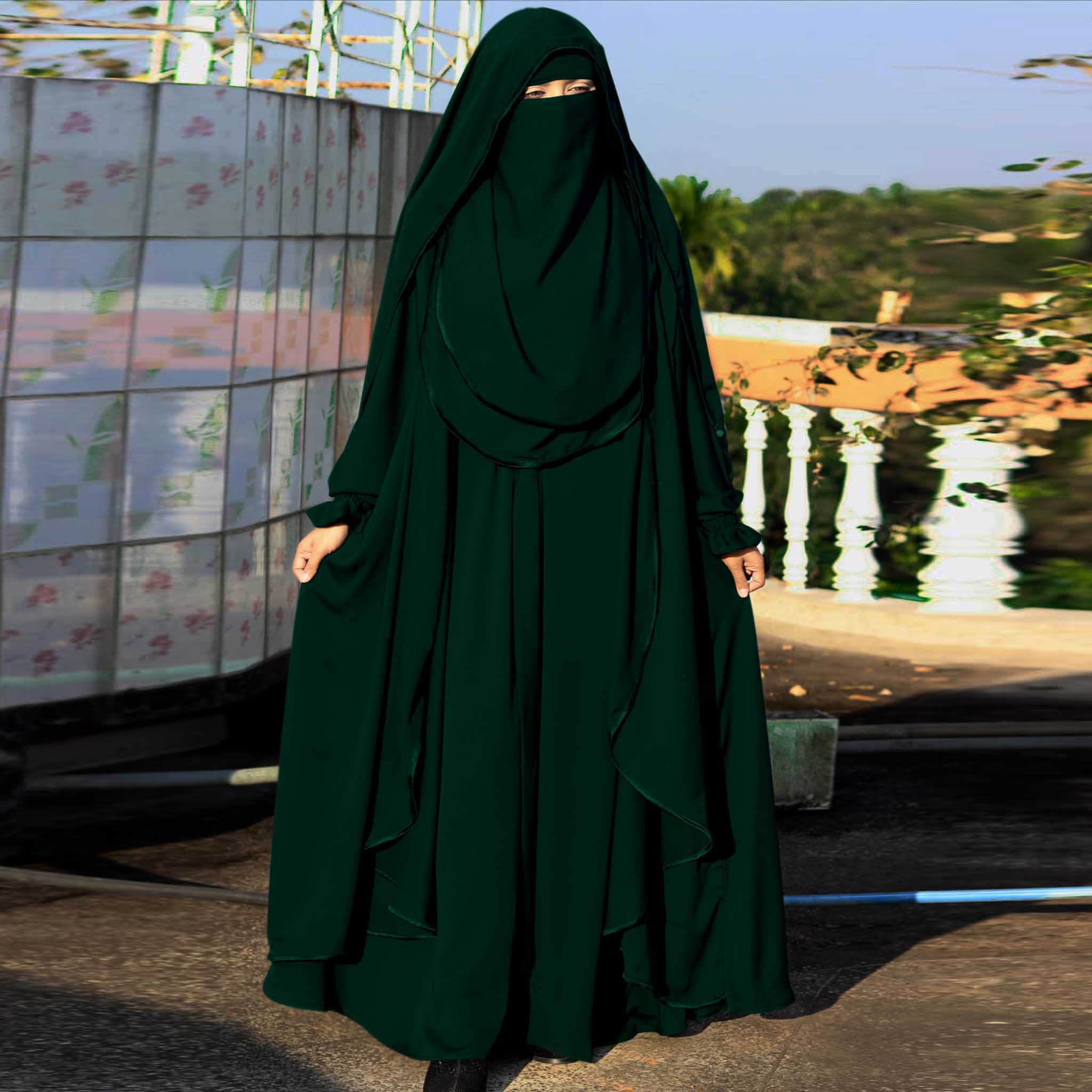 High-Quality Khimar Niqab Borkha Set Dubai Charry Fabric - Comfortable and Suitable for All Seasons and Occasions. 