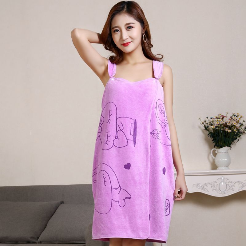 Factory direct batch can wear bath towels, cartoon prints, suspenders, bath dresses, women's bathrobes, beach towels, sauna bandeau bath towels wholesale