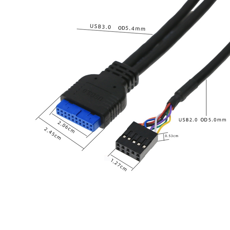 60cm Front Case Panel USB3.0+USB3.0+HD Audio Jack Ports I/O d+Internal Wire USB Bezel Line DIY Case Extension Line. 