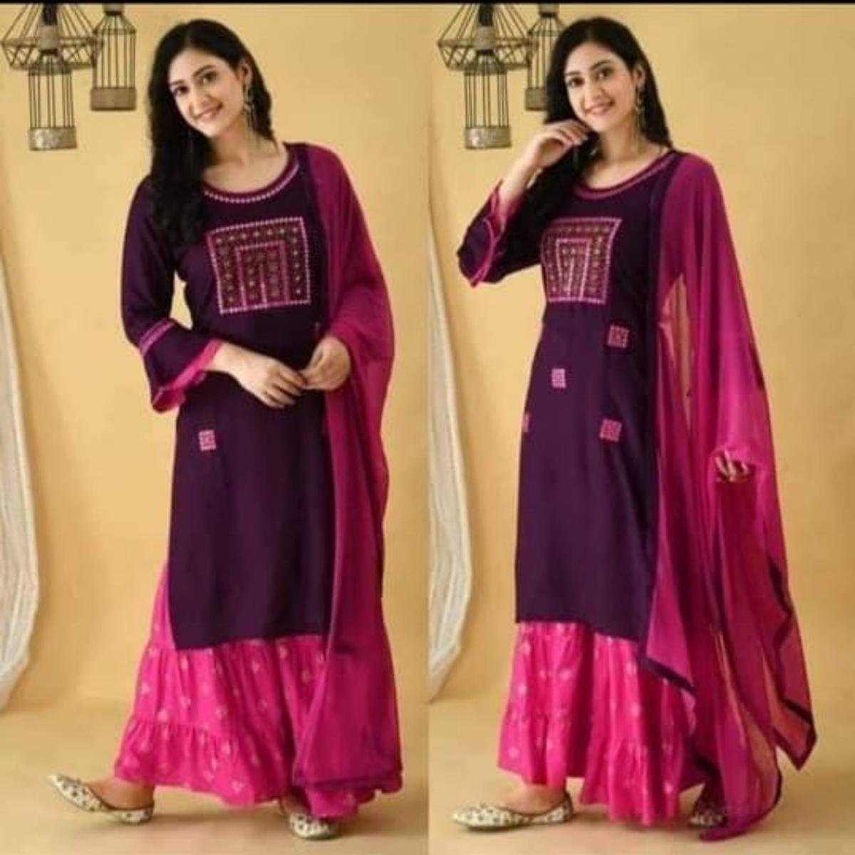 New Sruja Embroidery Garara Three Piece for Women. - সুতির 3 পিছ