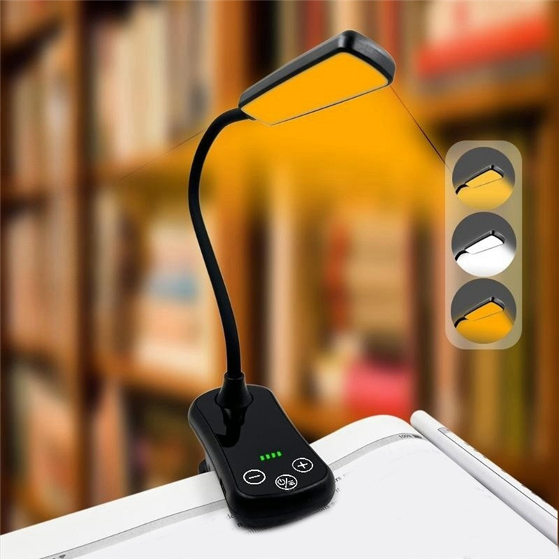 LED Clip on Book Light Portable Reading Light Book Lamp 3 Colors 8 Brightness USB Rechargeable Light Mini Desk Lamp. 