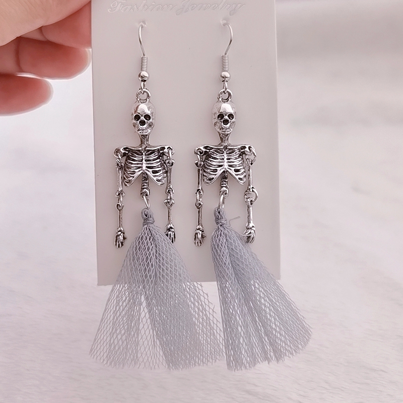 Halloween Skeleton Drop Earrings Vintage Punk Skull Dangle Earrings | Gothic Jewelry