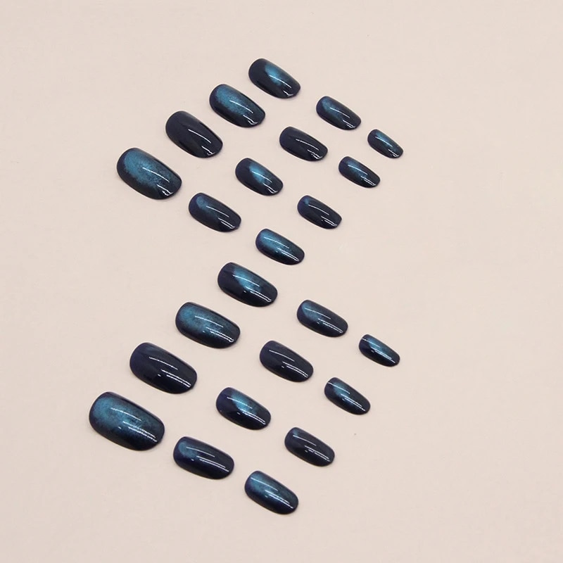 Cat Eye Nail Nails 3D Short Nails Set Press On Manicure Artificial Nail Tips Elegant Flase Nails Fingernails. 