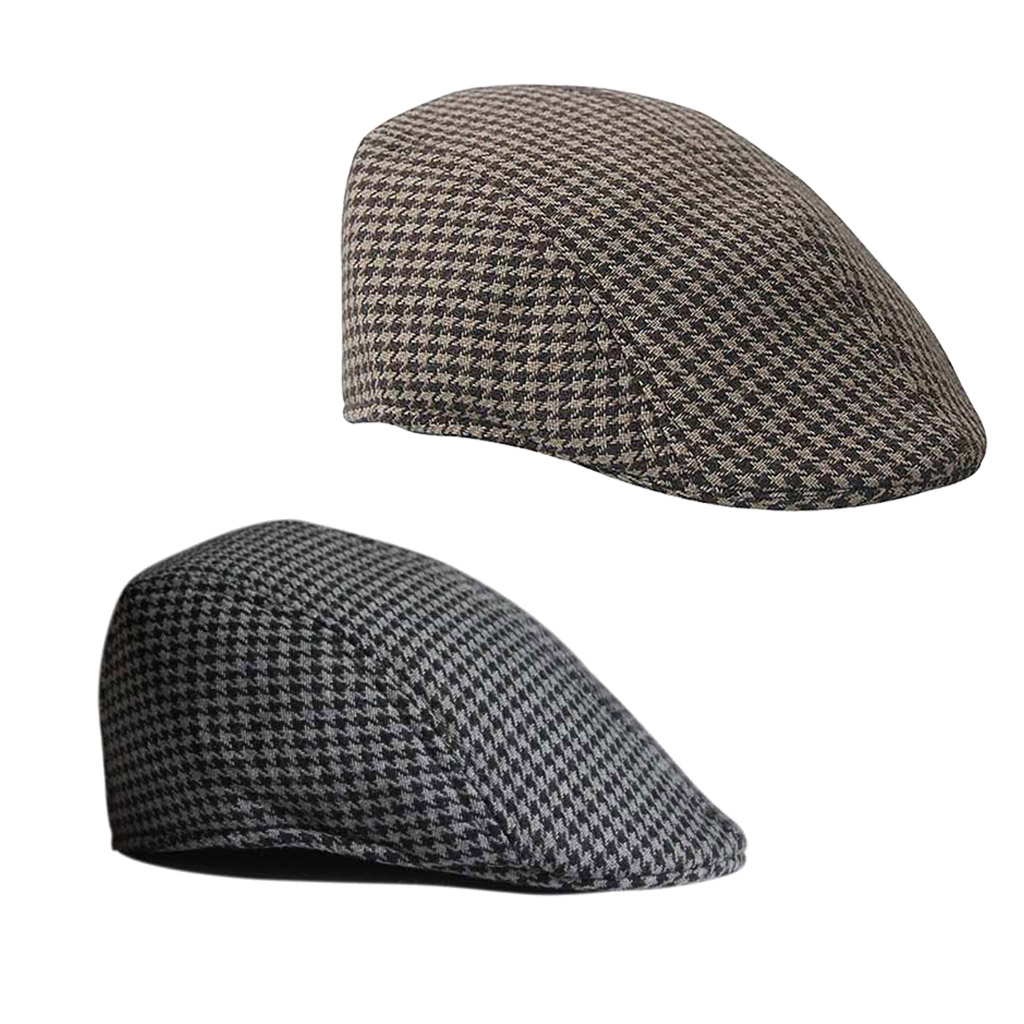 2pcs Children Kids Flat Cap Tweed Check 