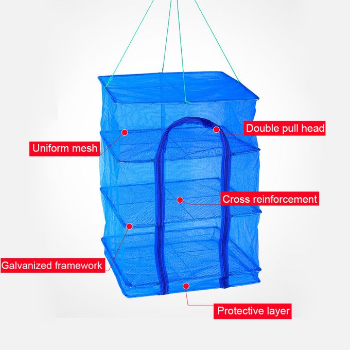 Foldable 4 Layers Drying Net Fish Drying Rack Hanging Vegetable Fish Dishes Dryer Hanger Fishing-Gadget Biz. 