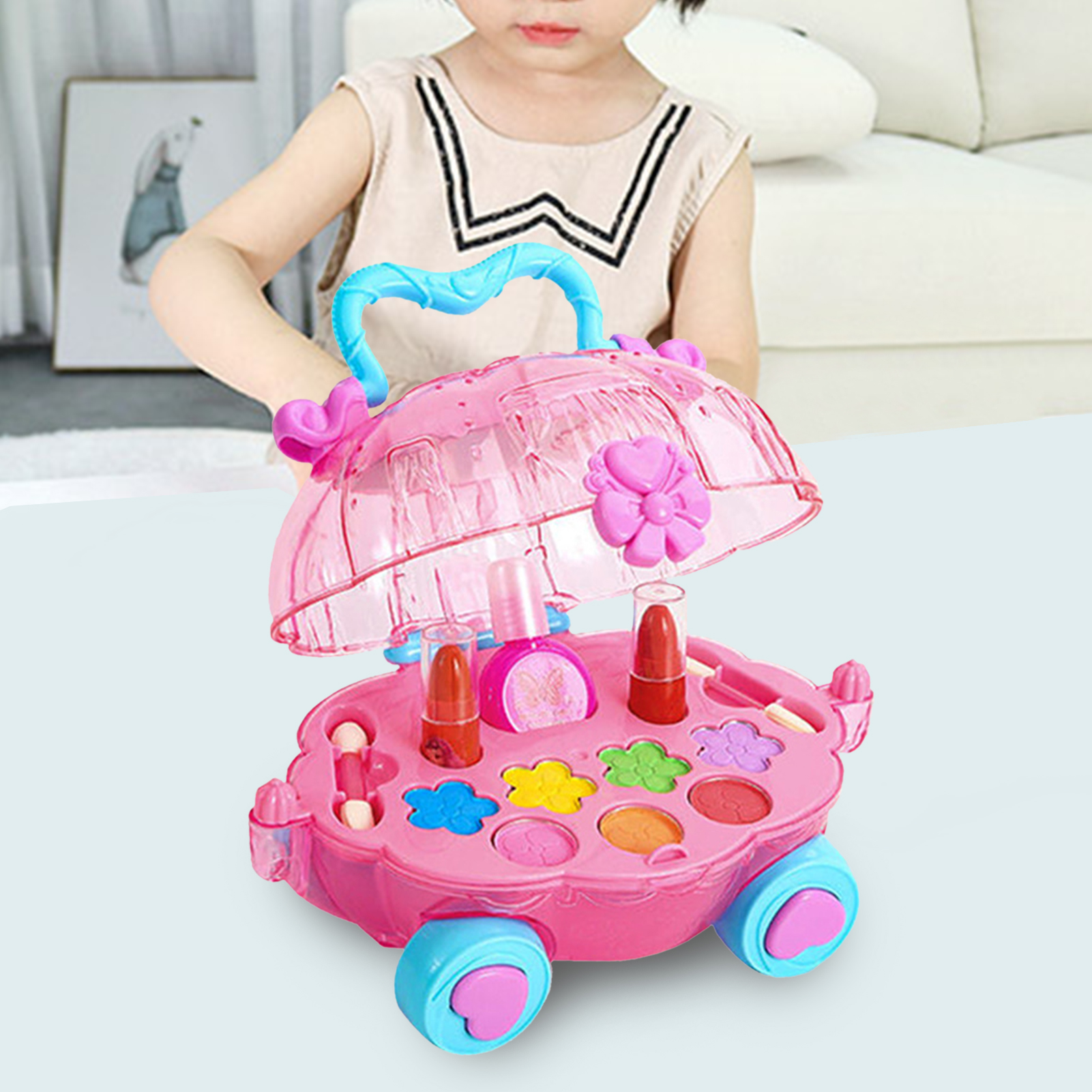 Cosmetics Toy Set Realistic Expertly Crafted Convenient Kids DIY Funny Makeup Toy for Girl. 