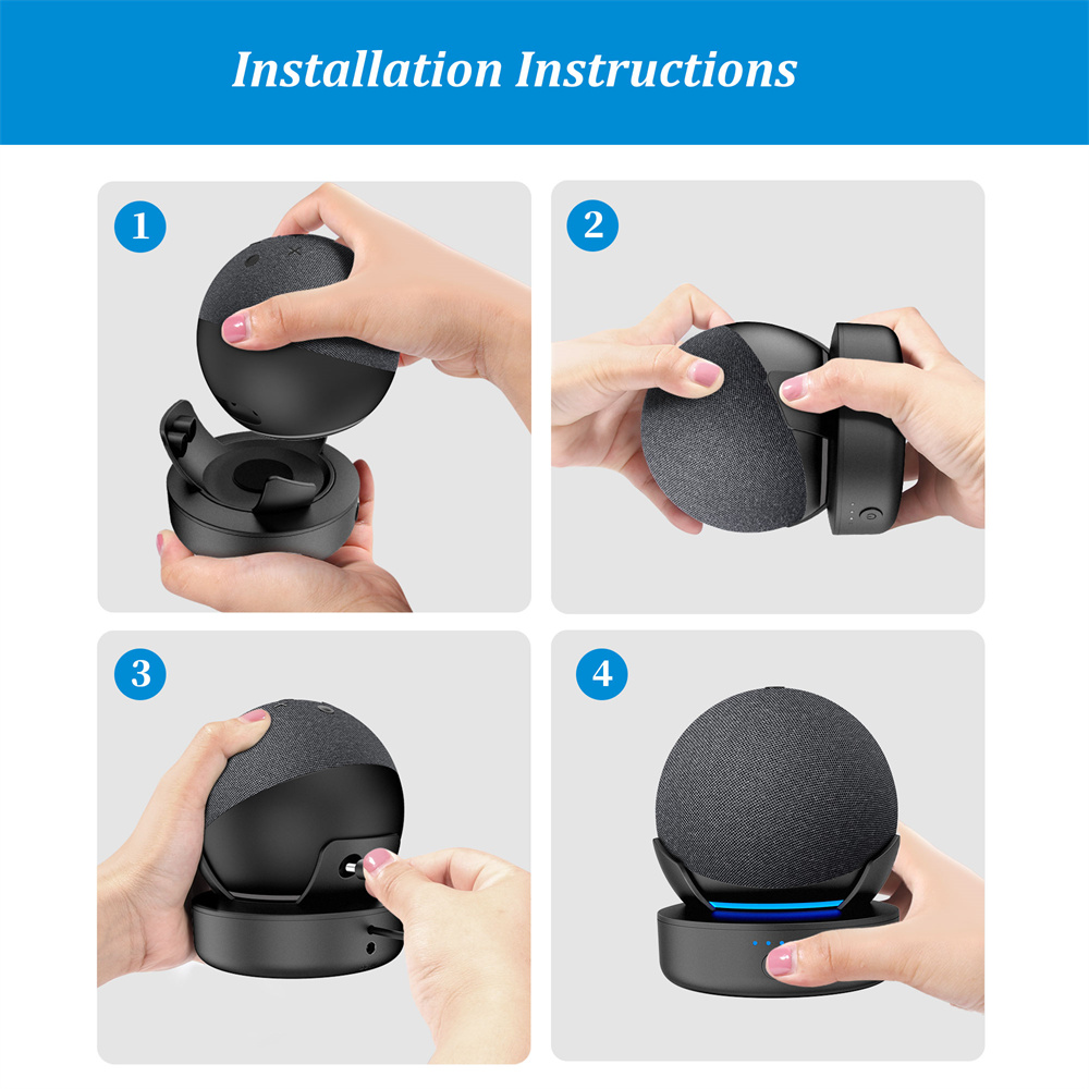 Battery Base For Alexa Echo Dot 4th 5th Gen 10000/5000 mAh Portable Rechargeable Power Bank For Smart Speaker Stand Holder. 