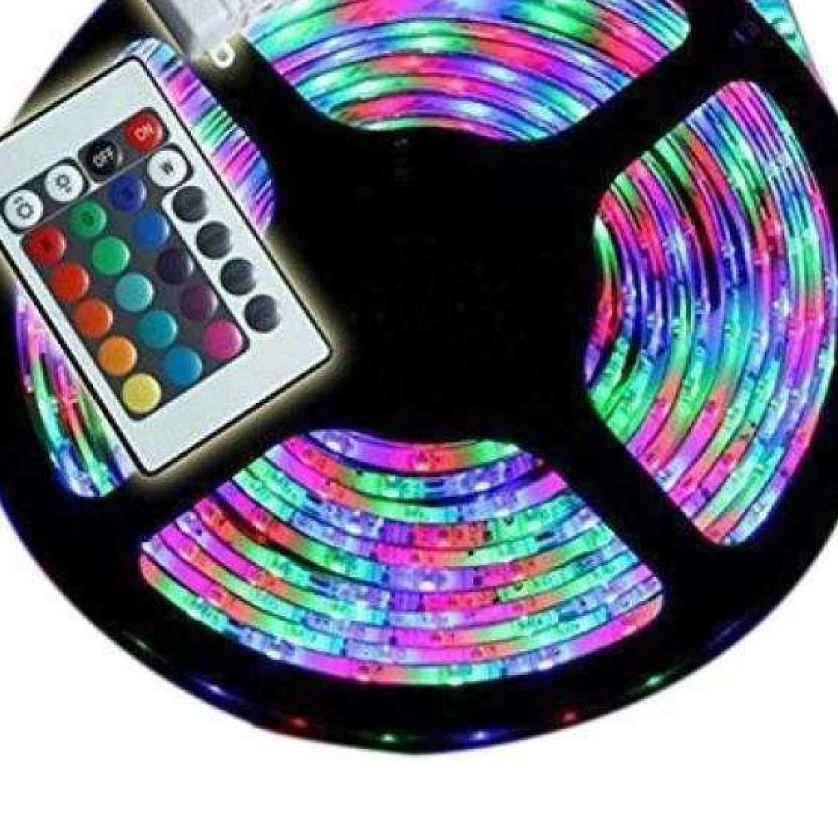 SUPERNIGHT 5M 16.4 Ft SMD 3528 RGB 300 LED Color Changing Kit with Flexible Strip Light 24 Key IR Remote Control and Power Supply - Rgb Led Strip Light - Rgb Light. 