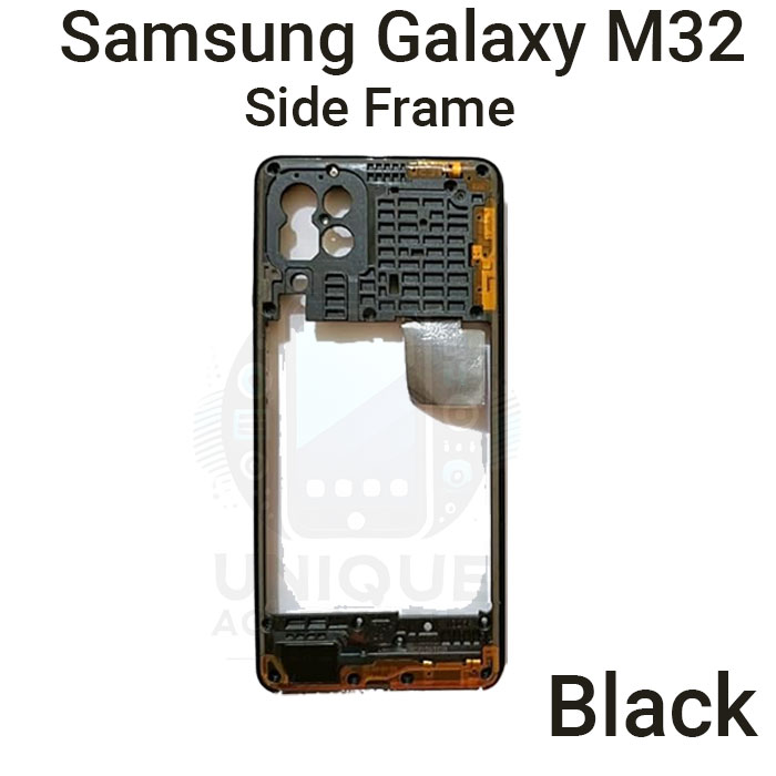 For Samsung Galaxy M32 Side Frame + Back Panel Housing + Camera Glass Back shell Replacement Spare Parts. 