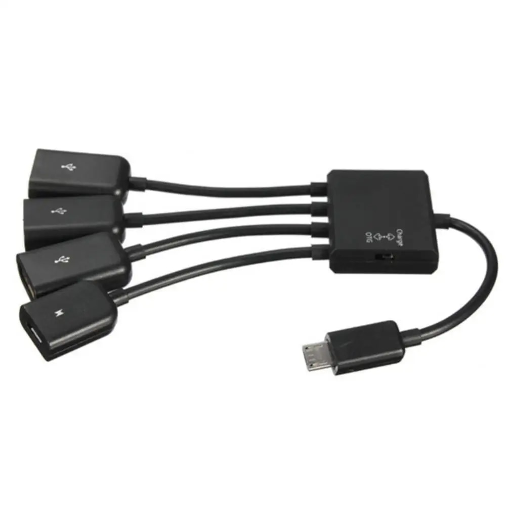 High Speed 4 Port Hub Adapter Cable Micro Usb To 2 Otg Portable 4in1 4 Port Hub For Tablet Android Phone Converter Multifunction. 