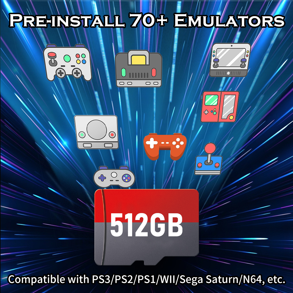 512G Gaming TF Card With 51400 Retro Games Batocera Memory Card For Steam Deck/PC/Laptop/Handheld Consoles For PS3/PS2/3DO/WII. 