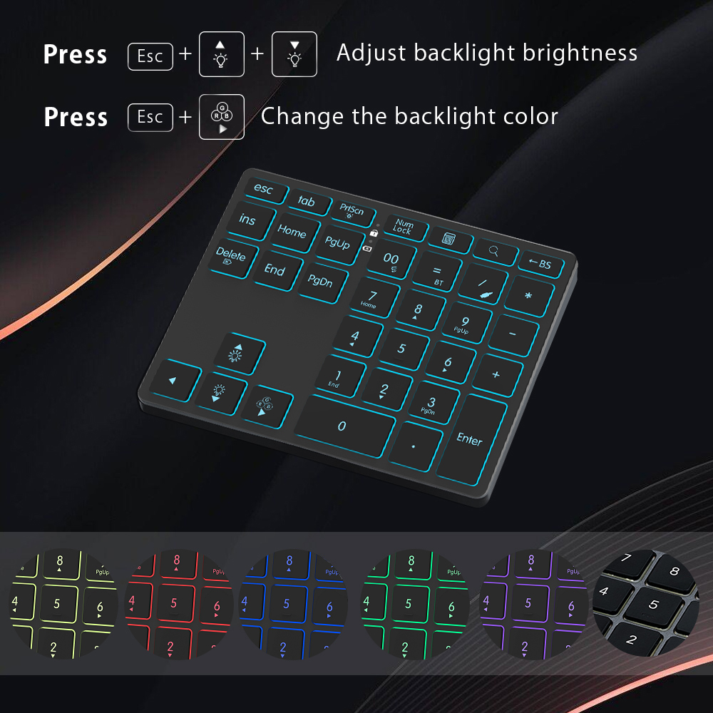 BOW 2.4G + Bluetooth Numeric Keypad Wireless Rechargeable Numpad Keyboard for iPad Laptop Wired Number Keyboard. 