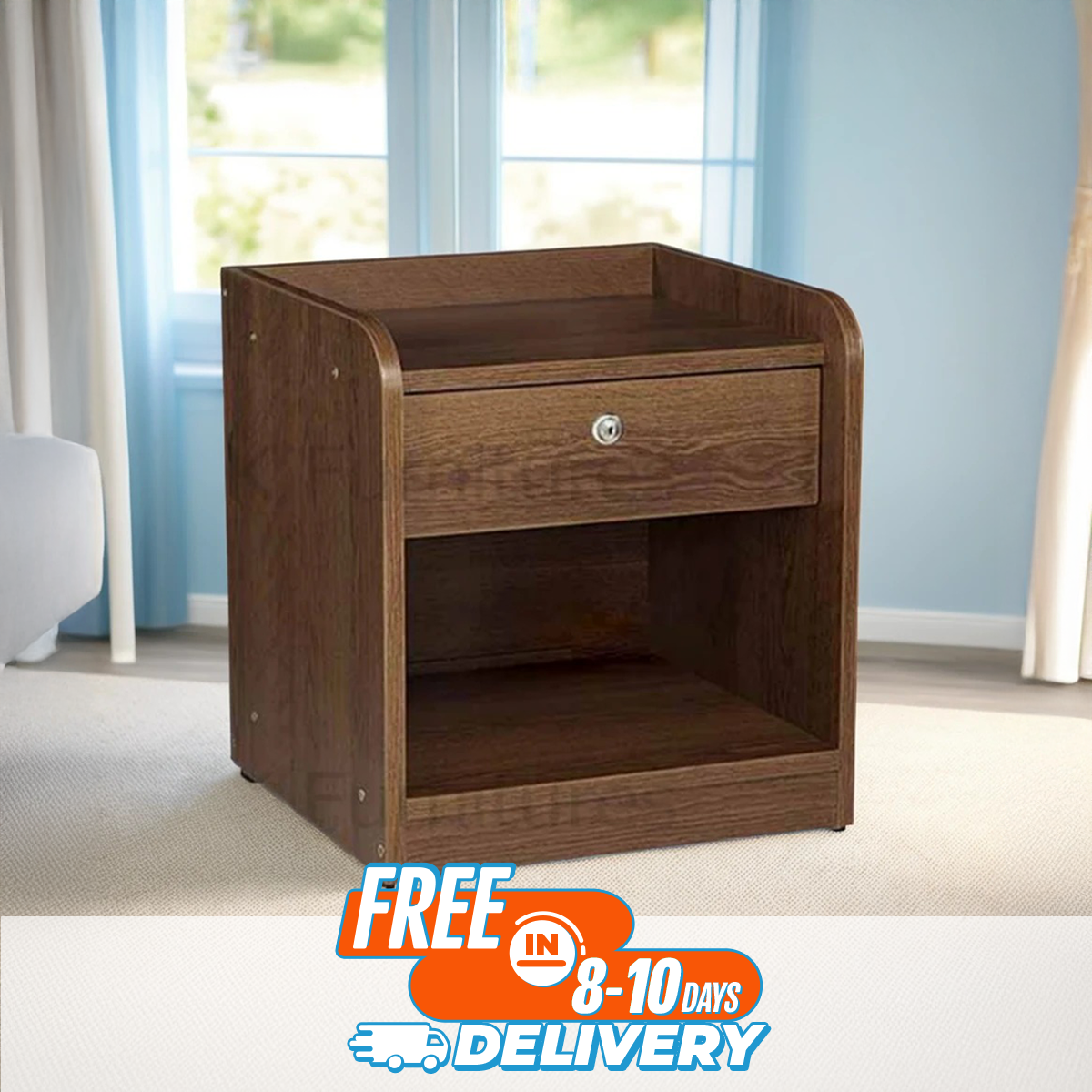 RK MDF Exclusive Bed Side Table With Drawers -Height 20 inches Width 16 inches Depth 12 inches.