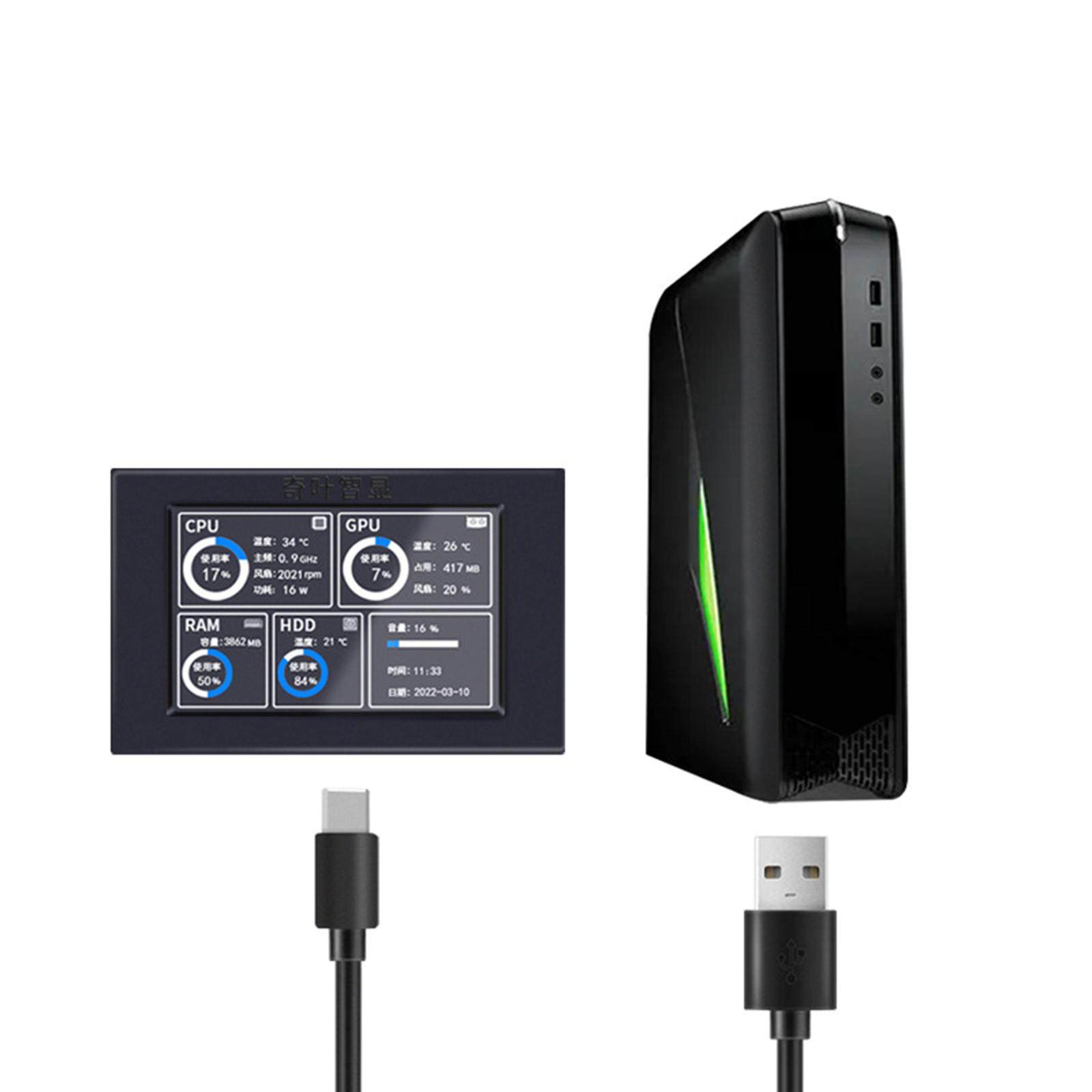 IPS Screen Monitor for CPU GPU RAM HDD 3.5 inch Mini Computer Monitor USB Secondary Screen Compact Type C Secondary Screen for. 