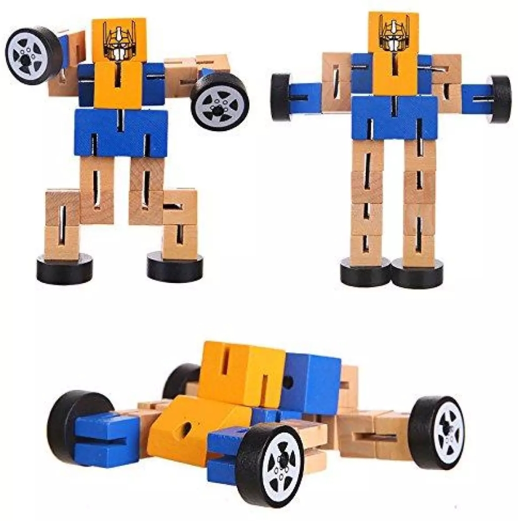 Transformer Robot Twister wooden Cube Toy. 