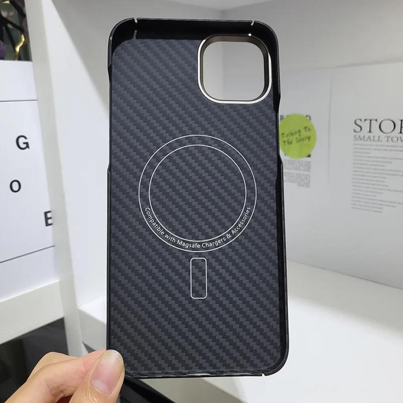 Dropshipping Real Aramid Fiber Carbon Magnetic For iPhone 15 Pro Max iPhone15/15Pro Plus Ultra-Thin Drop-Resistant CASE Cover. 