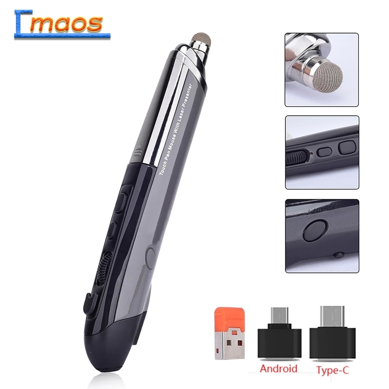 New 4Th Generation Wireless Mouse Pen Handwriting Laser Pen Mouse Personality 2.4G Mouse For Laptop PC Type-C Android. 