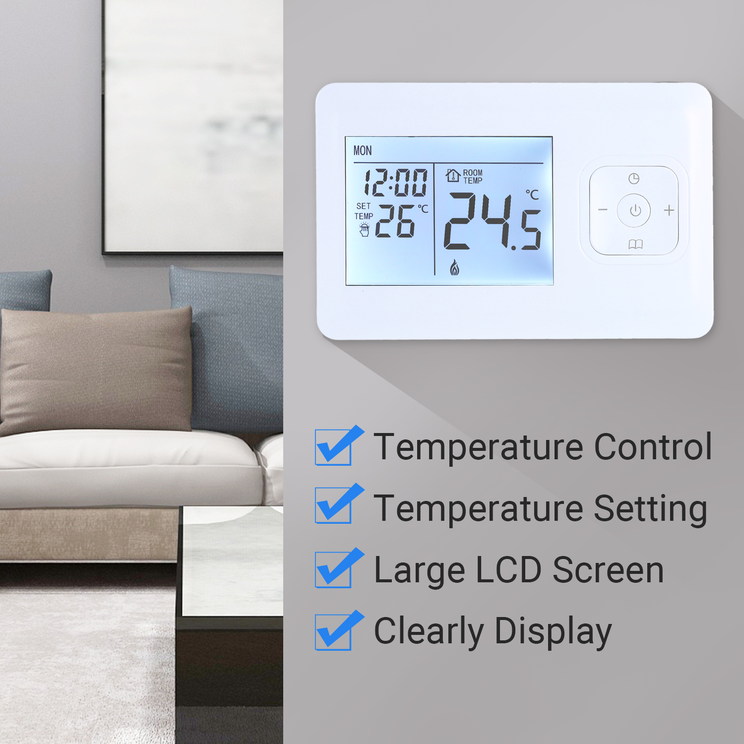LCD Digital Heating Thermostat Programmable Wall-mounted Furnace W-ifi Thermostat Wir-eless Temperature Control Constant Temperature Weekly Programming Water Heating Temperature Controller. 