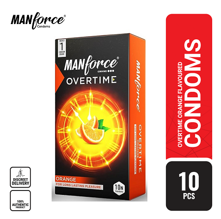 Manforce Overtime Orange 3in1 (Ribbed, Contour, Dotted) Condom - 10Pcs Pack