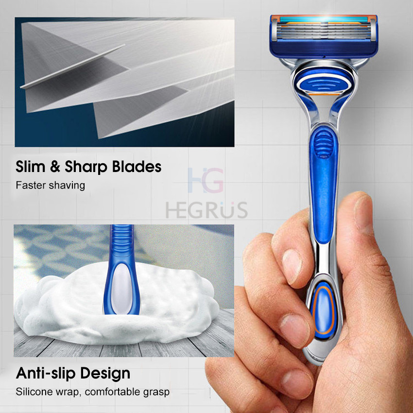 （NEW） Men’s Razor Manual Beard Shaver 5-Layer Ra-zors Manual Beard Trimmer Beard Beard Shaver Kit with 1 Handle and 4 Ra-zor Blade Refills For Men Beard. 