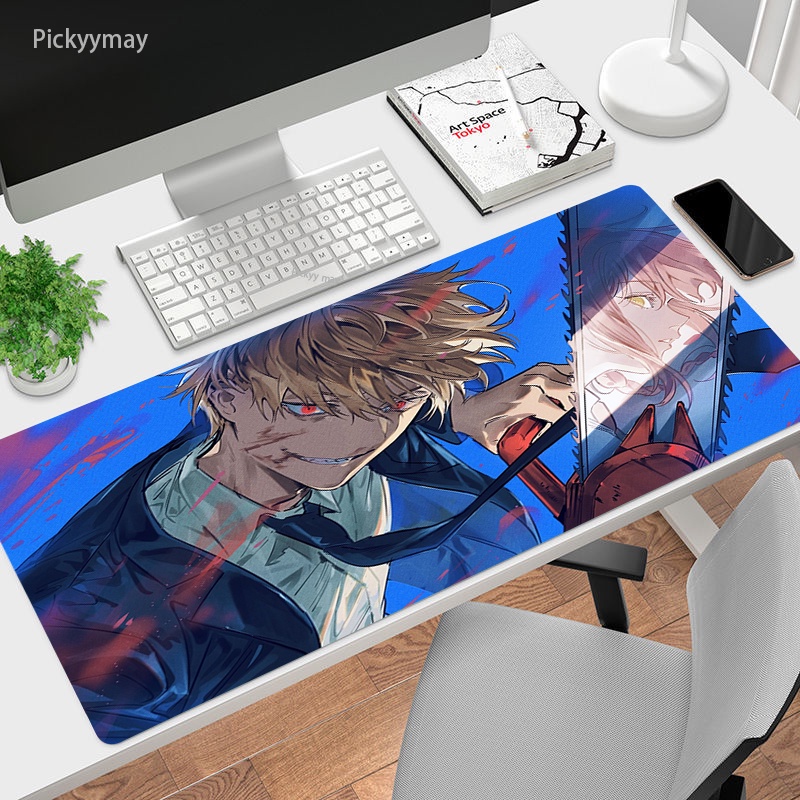 Anime Chainsaw Man Mouse Pad Large Gaming Speed MousePad Keyboard Locking Edge Rubber Carpet Computer Gamer Desk Pads Table Rug. 