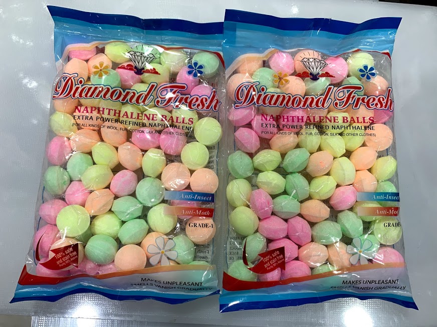 100 gm Naphthalene Balls Diamond Fresh Multicolor- 1 packet. 