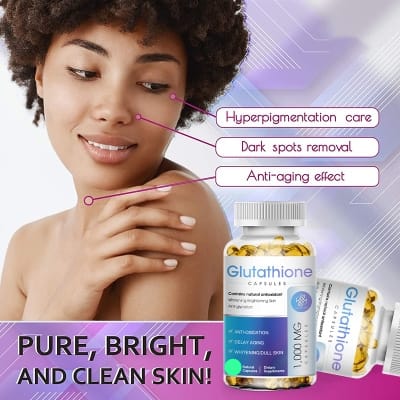 Glutathione Capsules (bitami) Powerful Whitening 1000mg to Reduce Dull Skin L-Glutathione Supplement  with Collagen Whitening Antioxidant Anti-Aging Boosting Immunity Capsules. 