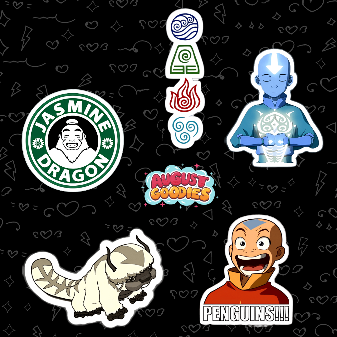 10 pieces of Avatar : The last airbender stickers for notebooks , laptops ,diary etc. 