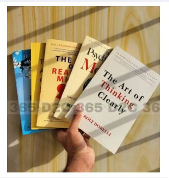 5 books set ( Ikigai, The Almanack, art of reading mind, psychology of money and the Art of thinking clearly ) paperback
